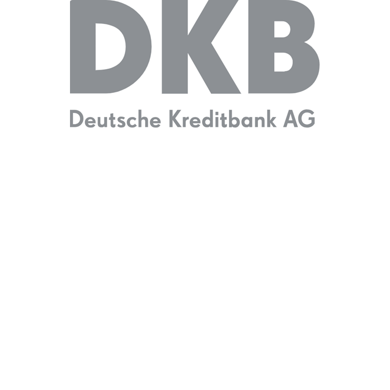 Logo of Deutsche Kreditbank AG featuring the letters DKB in gray.
